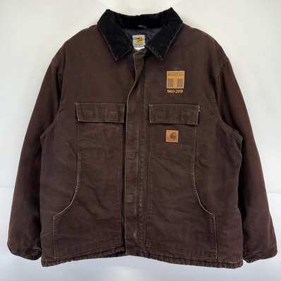 古着 カーハート Carhartt ワークジャケット 大きいサイズ ワンポイントロゴ ワッペン トラディショナルコート 2XL ブラウン メンズ