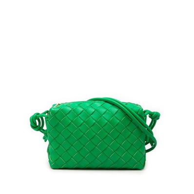 ボッテガヴェネタ イントレチャート ショルダーバッグ グリーン レザー レディース BOTTEGAVENETA 【中古】
