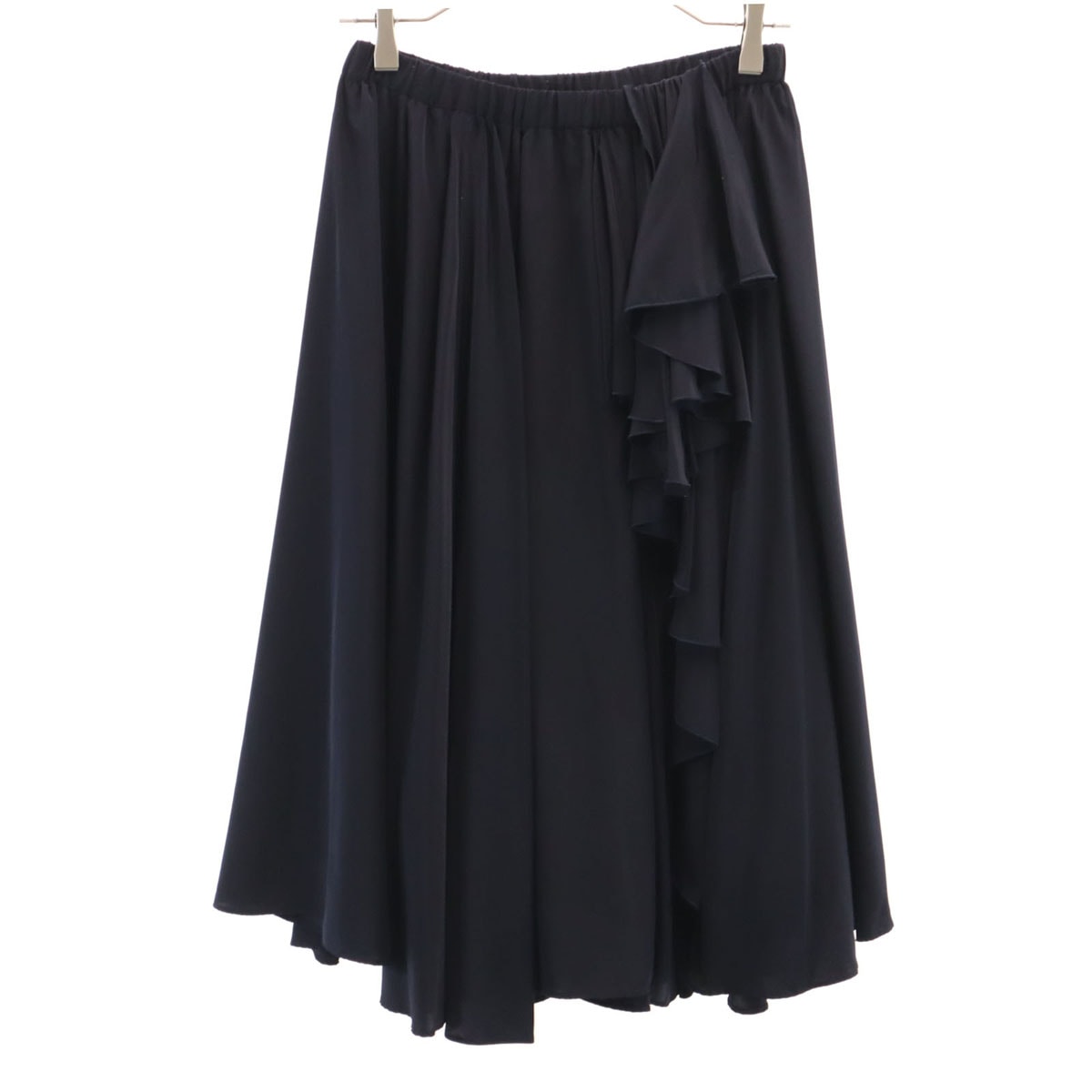LANVIN en Bleu ランバンオンブルー ミモレ丈 ギャザースカート 38 ネイビー