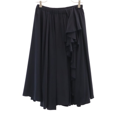LANVIN en Bleu ランバンオンブルー ミモレ丈 ギャザースカート 38 ネイビー