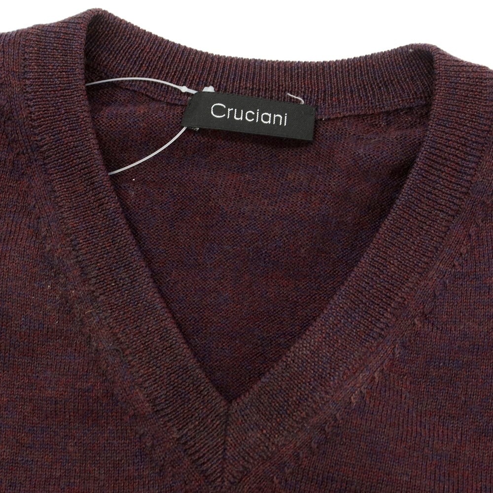 未使用タグ付き☆Cruciani クルチアーニ ウール Vネックニット 50 D (傷や汚れあり)】【中古】クルチアーニ CRUCIANI ウール Vネック