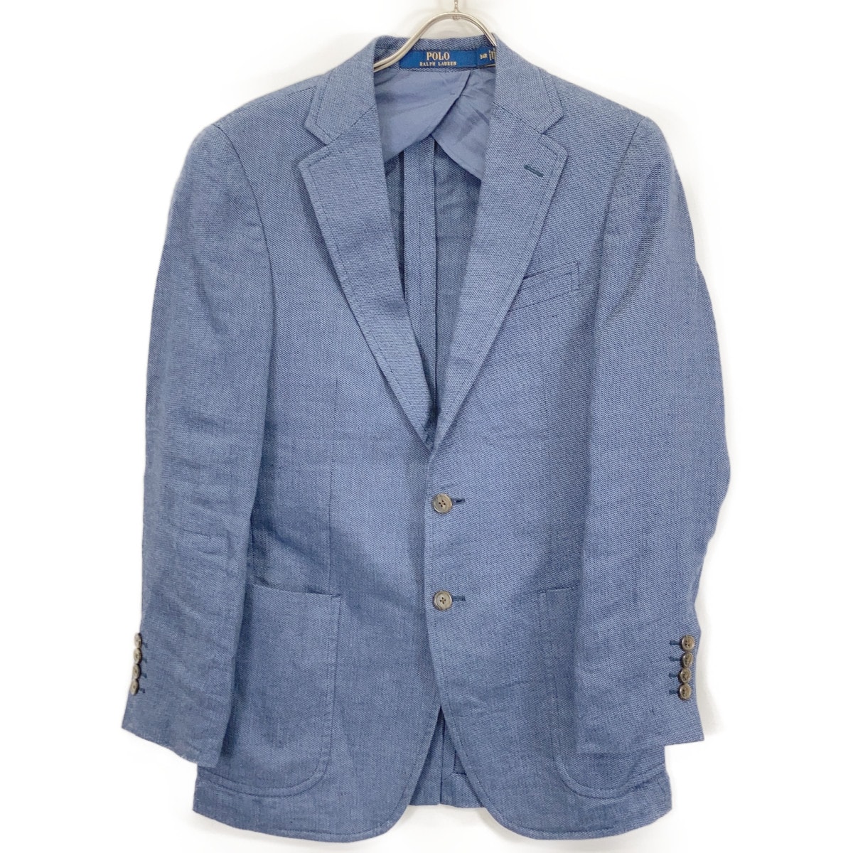 ポロ ラルフローレン 715966562001 ブルー リネン×レーヨン×ウール モダンフィット センターベント 3Bテーラードジャケット 34R
