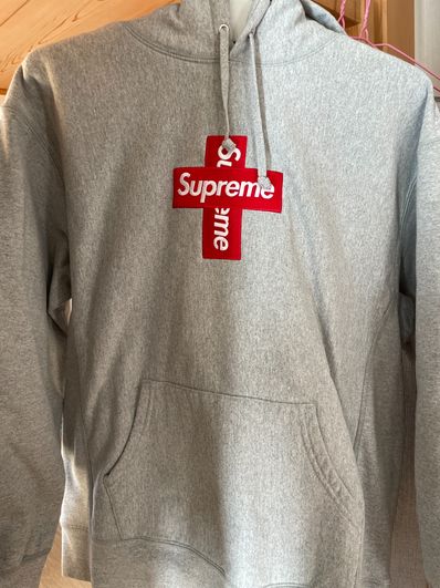 Supreme Cross Box Logo Hooded Sweatshirt "Grey"