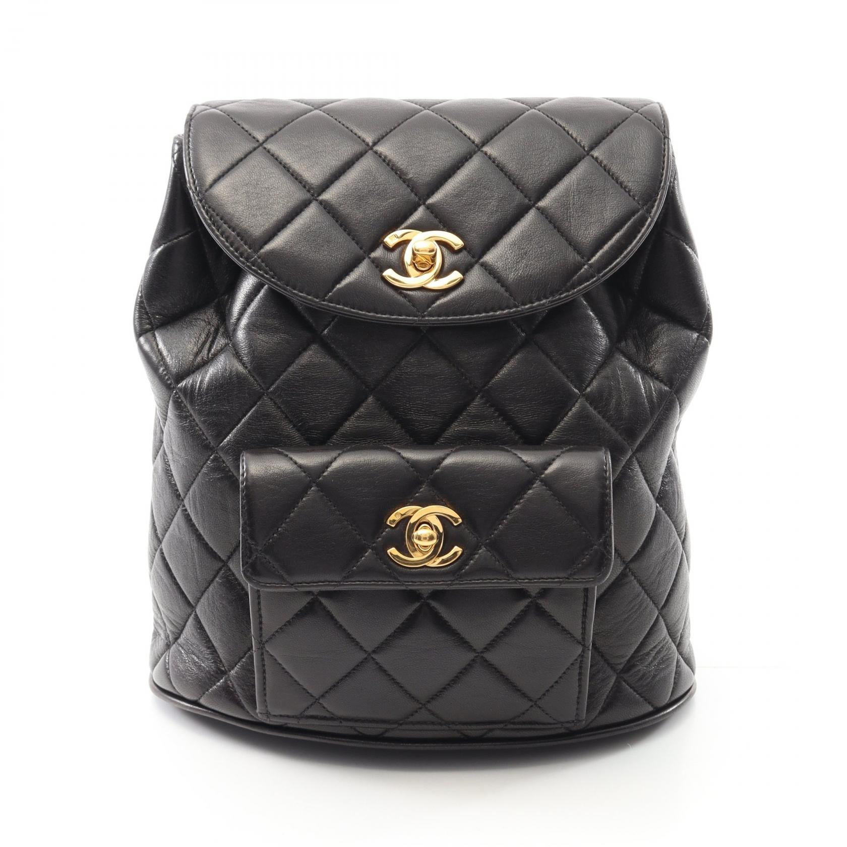 CHANEL CHANEL 마트라세 배낭 백팩 백 램스킨 (양가죽) 여성용 블랙 [중고]