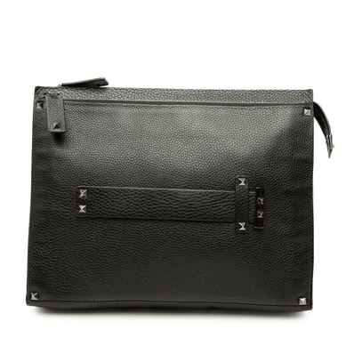 ヴァレンティノ ロックスタッズ クラッチバッグ セカンドバッグ ブラック レザー レディース VALENTINO 中古