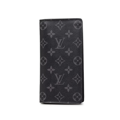 ルイ ヴィトン モノグラム エクリプス ポルトフォイユ ブラザ 長財布 M61697 ブラック グレー PVC レザー メンズ LOUIS VUITTON 【中古】