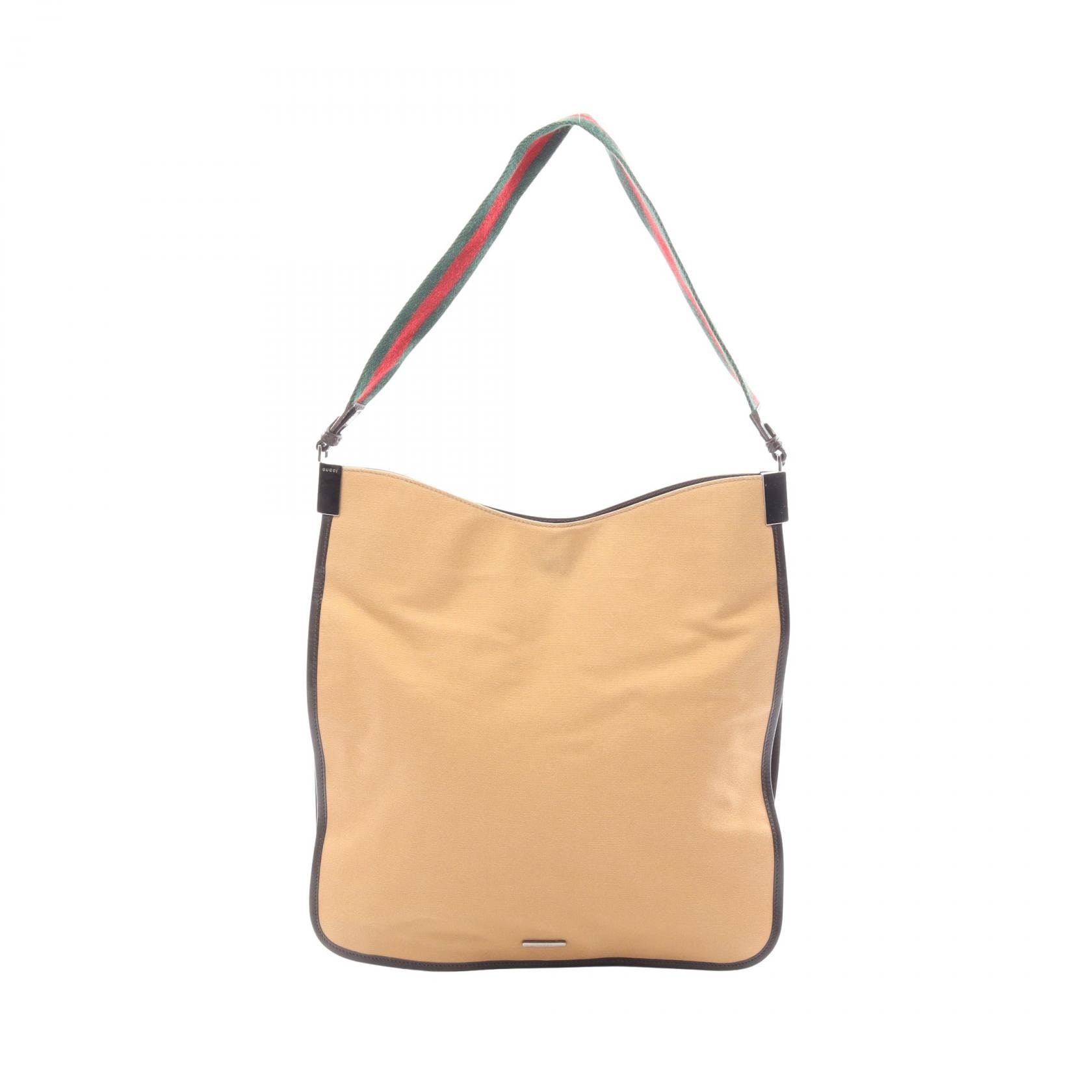 グッチ GUCCI シェリーライン ショルダーバッグ バッグ キャンバス レザー レディース ベージュ系 / ブラウン系 001 4306 【中古】