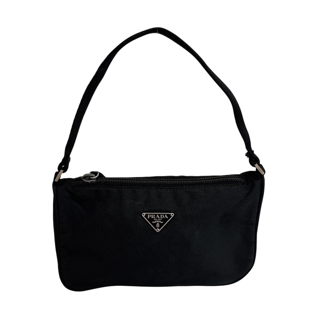 プラダ PRADA ハンドバッグ 三角ロゴプレート ミニ 鞄 ロゴ ブランド アクセサリーポーチ トライアングルロゴ ブラック