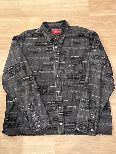 Supreme Dimensions Logo Denim Shirt "Black"