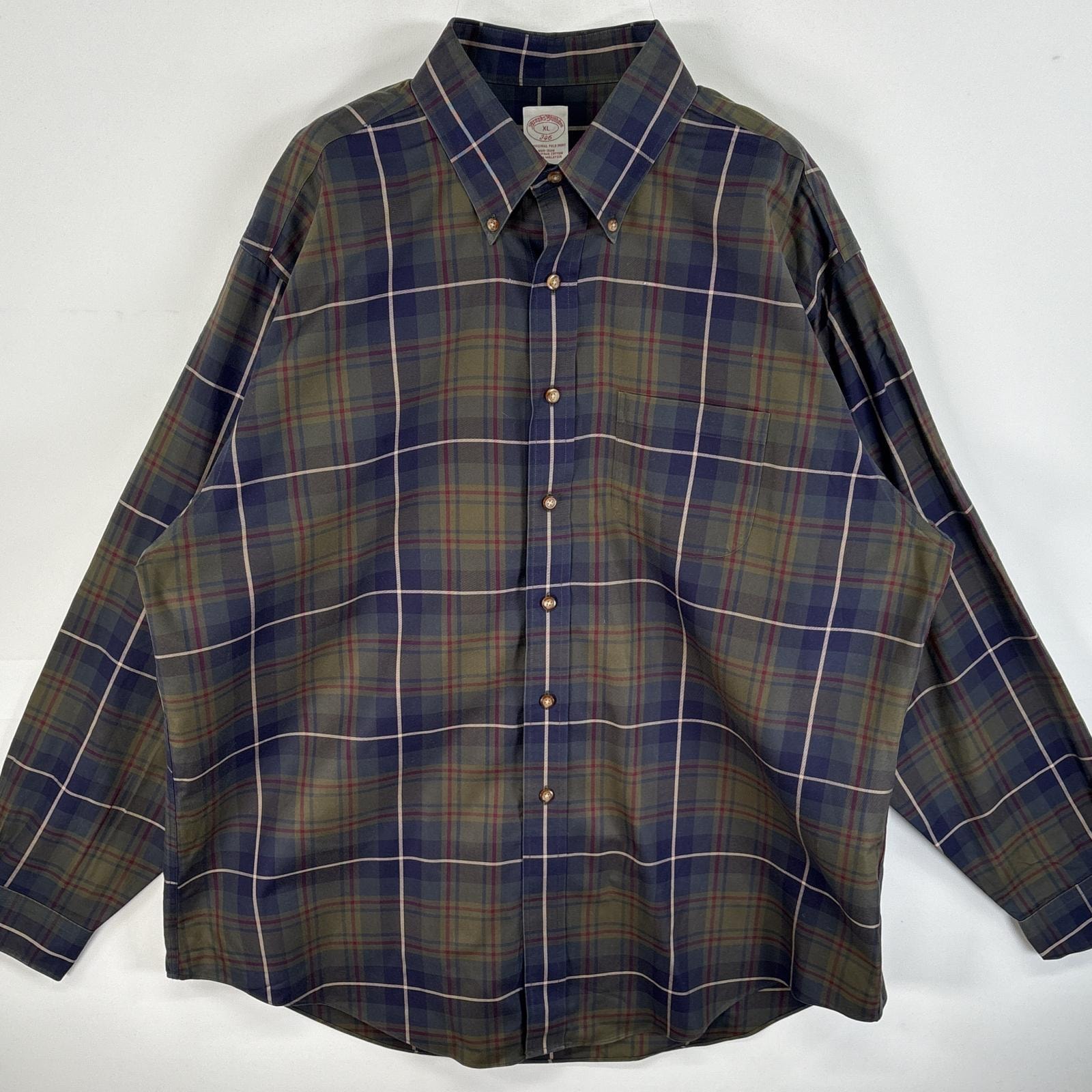 古着 ブルックスブラザーズ Brooks Brothers 長袖シャツ ボタンダウンシャツ チェック 346 XL  グリーン系 マルチカラー メンズ