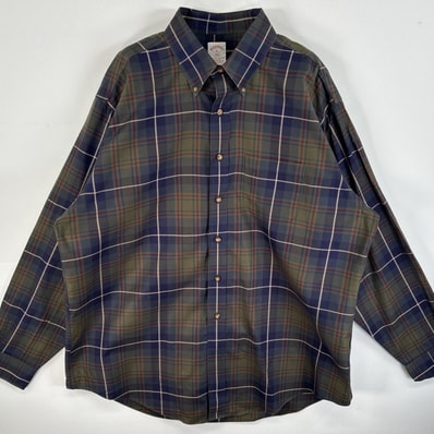 古着 ブルックスブラザーズ Brooks Brothers 長袖シャツ ボタンダウンシャツ チェック 346 XL グリーン系 マルチカラー メンズ