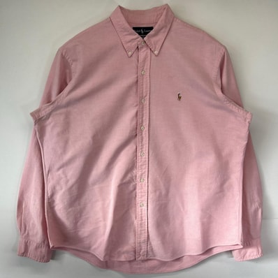 古着 90's/90年代 ラルフローレン RALPH LAUREN 長袖シャツ 大きいサイズ ボタンダウン オックスフォード 2XL ピンク メンズ