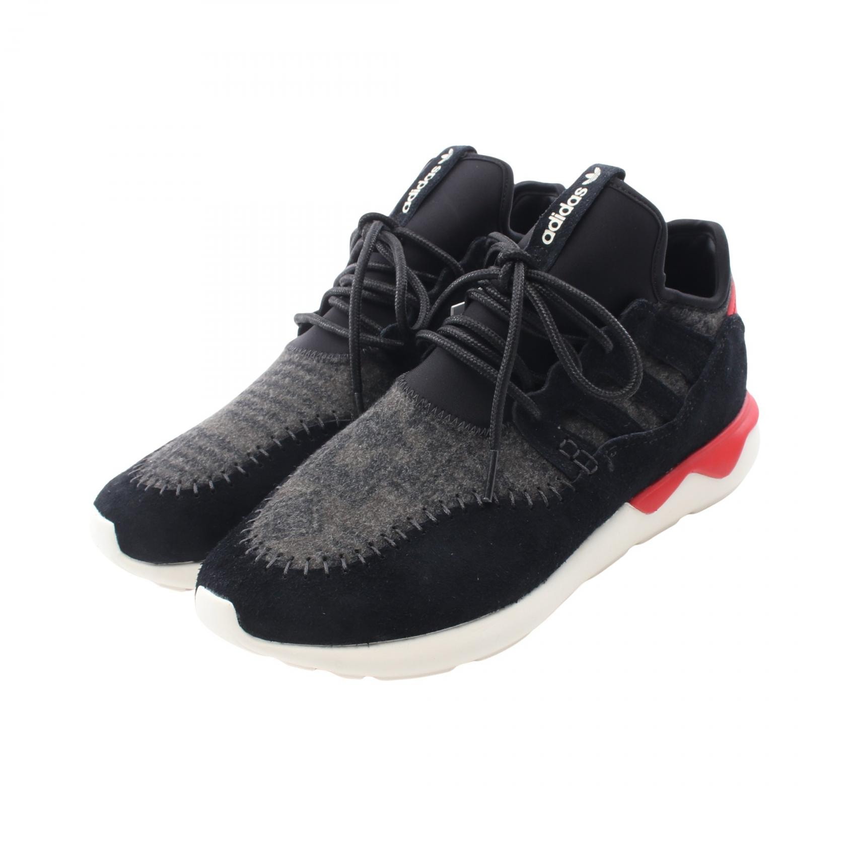 アディダス adidas TUBULAR MOC RUNNER スニーカー 靴 スウェード ファブリック メンズ ブラック系 / レッド系 B24693 【中古】