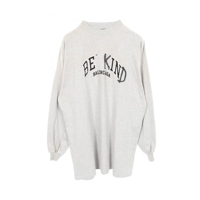 バレンシアガ BALENCIAGA Be Kind Tee ロゴ刺繍 ヴィンテージ加工 ユーズド加工 長袖Tシャツ 衣料品 トップス コットン メンズ レディース グレー系 【中古】