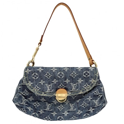 LOUIS VUITTON ルイヴィトン ハンドバッグ ミニプリーティ ミニバッグ M95050 モノグラムデニム ブルー 青 ゴールド金具 レディース【中古品】