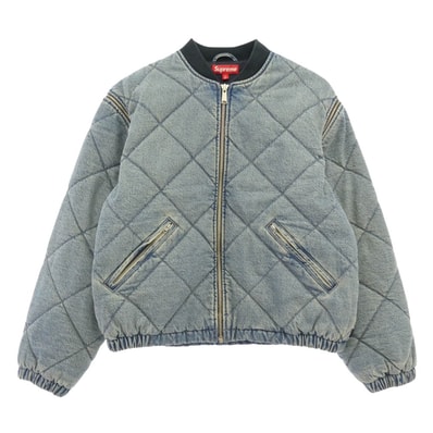 Supreme シュプリーム 25AW Zip Off Sleeve Quilted Bomber jacket ジップオフ スリーブ キルティング ボンバージャケット インディゴブルー系 L【中古】