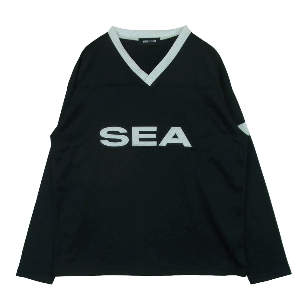 WIND AND SEA ウィンダンシー wds-0-atts-25-q1-cs-02 Vネック メッシュ ゲーム シャツ 中国製 ブラック系 ホワイト系 M【中古】