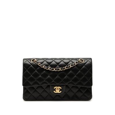 シャネル ココマーク ダブルフラップ マトラッセ25 チェーン ショルダーバッグ ブラック ラムスキン レディース CHANEL 中古