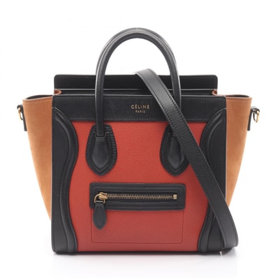 セリーヌ CELINE ラゲージ ナノショッパー 2WAY ハンドバッグ バッグ レザー レザー レディース レッド系 / ブラック系 / ブラウン系 【中古】
