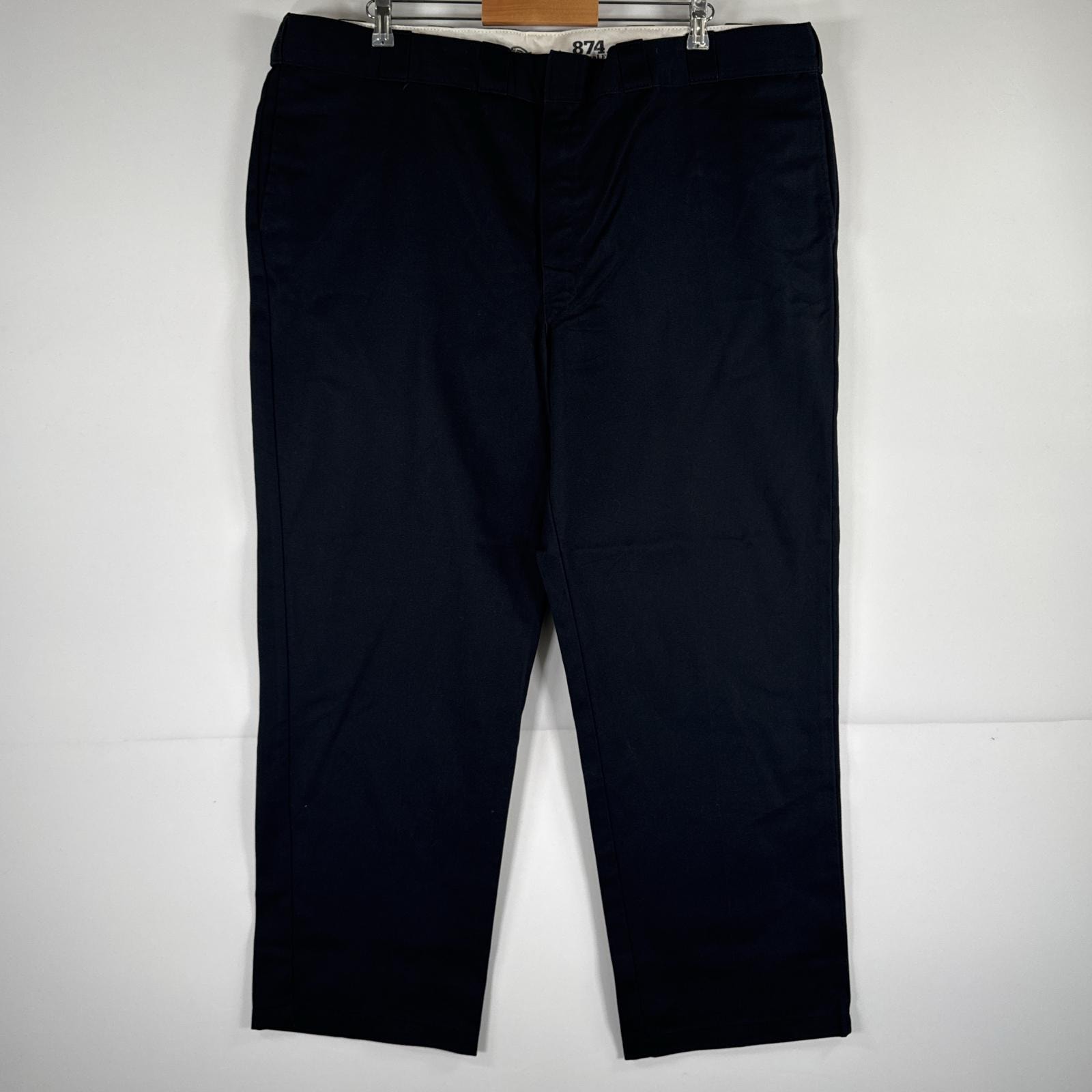 古着 ディッキーズ Dickies ワークパンツ ストレート 作業着 大きいサイズ 874 オリジナルフィット ワンポイント w46 L30  ブラック メンズ