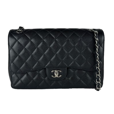 シャネル CHANEL ショルダーバッグ マトラッセ30 キャビアスキンレザー ブラック シルバー レディース【中古】 z10968