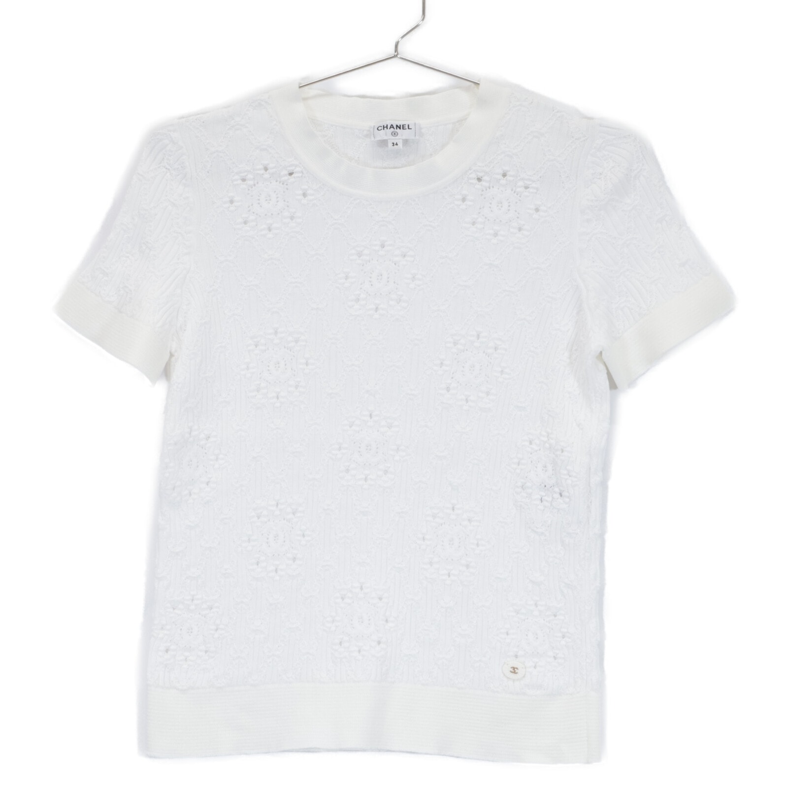 シャネル 【国内正規】P62875K48458 ココマークプレート付 ショートスリーブ ニットセーター/ 34