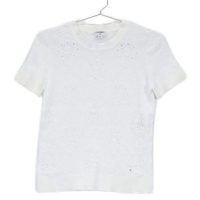 シャネル 【国内正規】P62875K48458 ココマークプレート付 ショートスリーブ ニットセーター/ 34