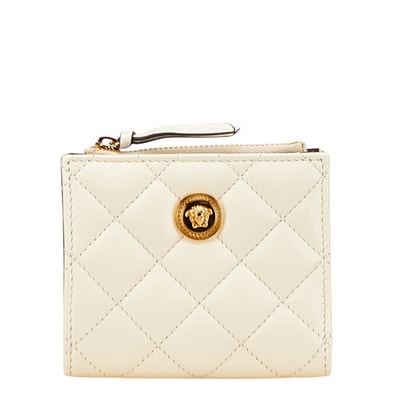 ヴェルサーチェ メデューサ 二つ折り財布 アイボリー ホワイト レザー レディース VERSACE 【中古】
