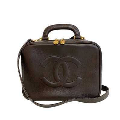 シャネル CHANEL ショルダーバッグ キャビアスキン ココマーク 2way ブラウン