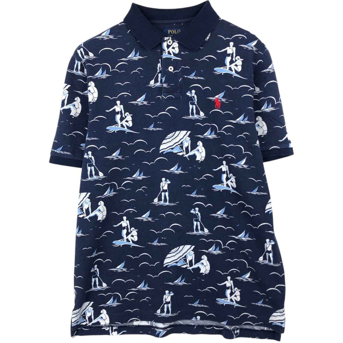 古着 ラルフローレン Ralph Lauren 総柄 半袖 ポロシャツ メンズM相当/eaa622762