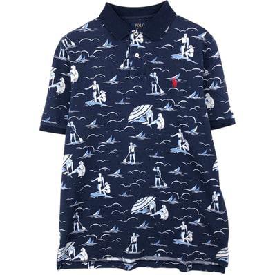 古着 ラルフローレン Ralph Lauren 総柄 半袖 ポロシャツ メンズM相当/eaa622762