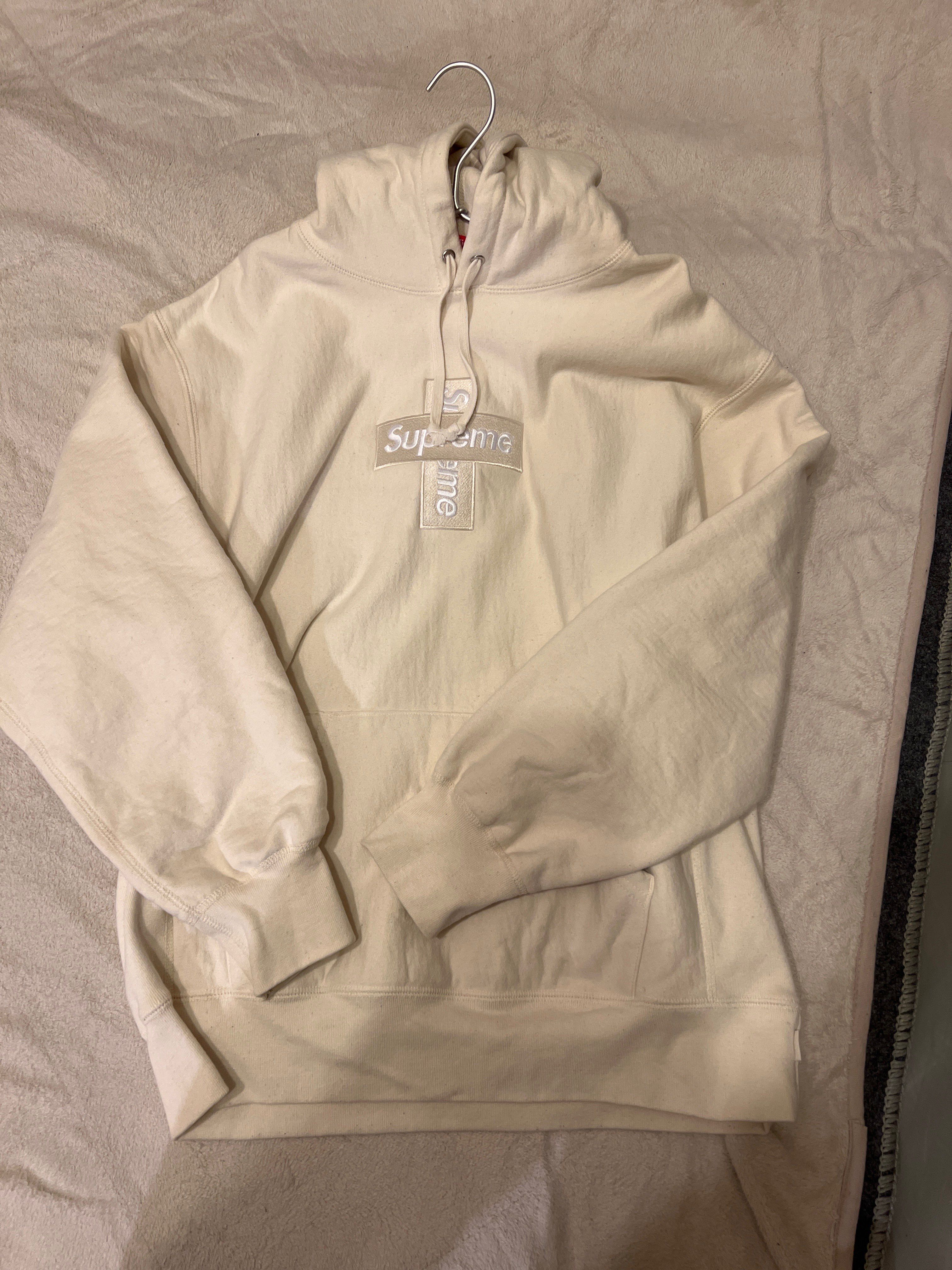 Supreme Cross Box Logo Hooded Sweatshirt "Natural"