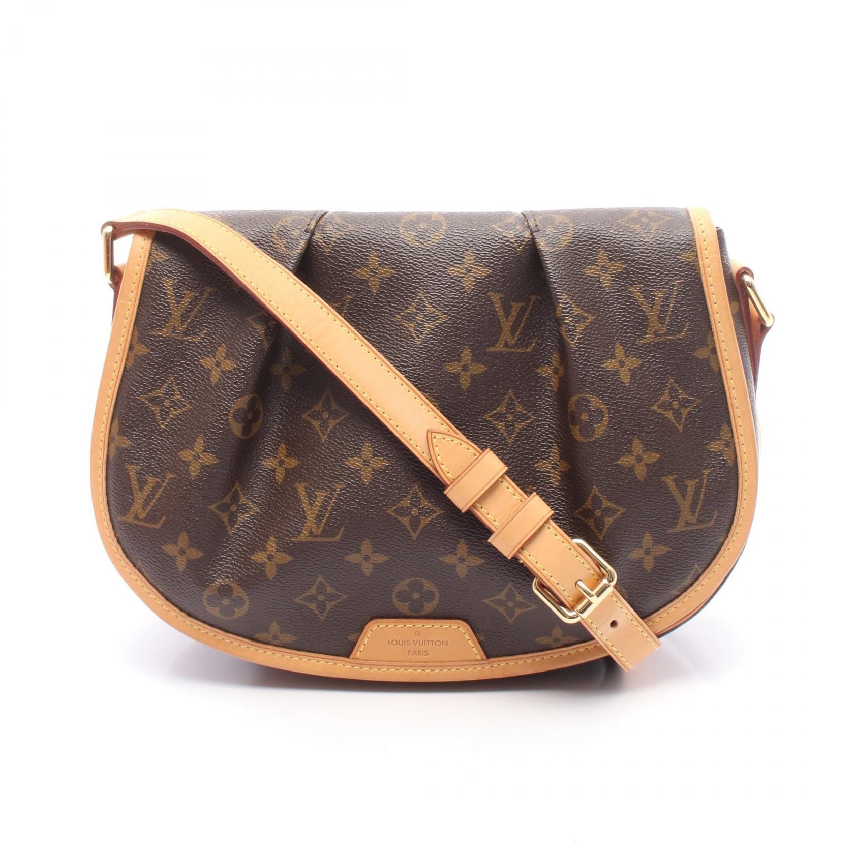 ルイ・ヴィトン LOUIS VUITTON メニルモンタンPM モノグラム ショルダーバッグ バッグ PVCコーティングキャンバス レザー モノグラム レディース ブラウン系 M40474 【中古】