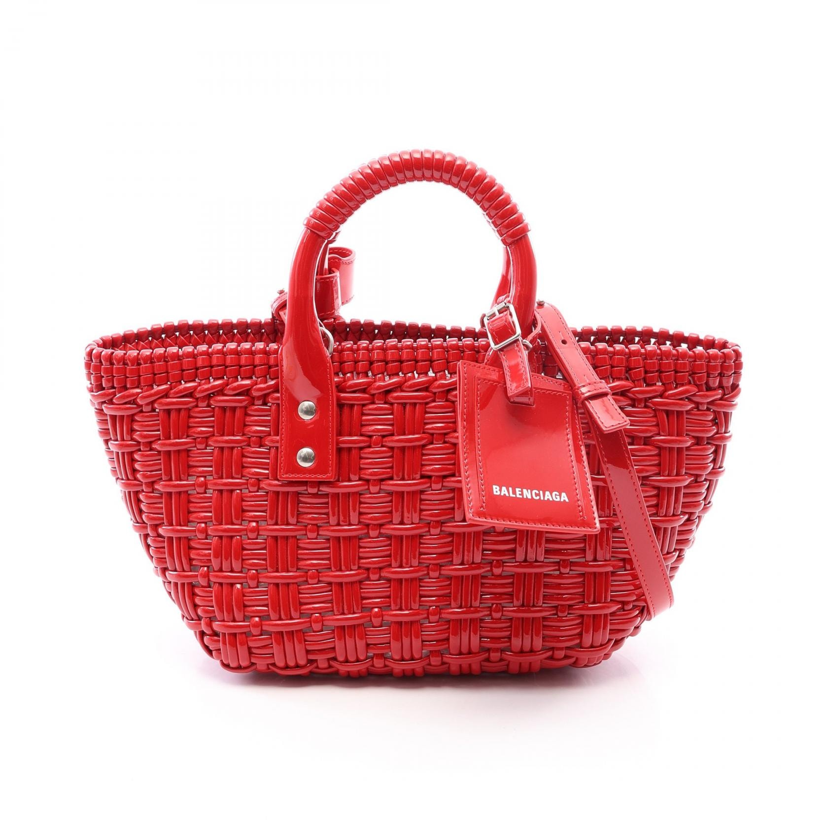バレンシアガ BALENCIAGA BISTRO XS ビストロ バスケットバッグ 2WAY トートバッグ バッグ エナメル レディース レッド系 671342 【中古】