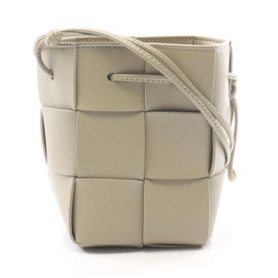 ボッテガヴェネタ BOTTEGA VENETA カセット ミニ クロスボディ バケット ショルダーバッグ バッグ レザー レディース カーキ系 680217 【中古】