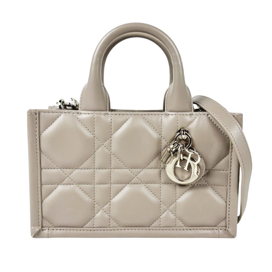 クリスチャンディオール Christian Dior ハンドバッグ ショルダーバッグ ブックトート ミニ レザー ベージュ レディース【中古】 z11162