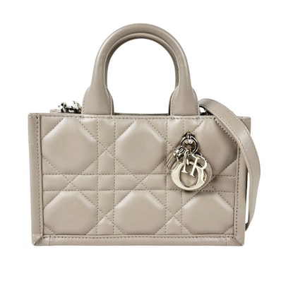 クリスチャンディオール Christian Dior ハンドバッグ ショルダーバッグ ブックトート ミニ レザー ベージュ レディース【中古】 z11162