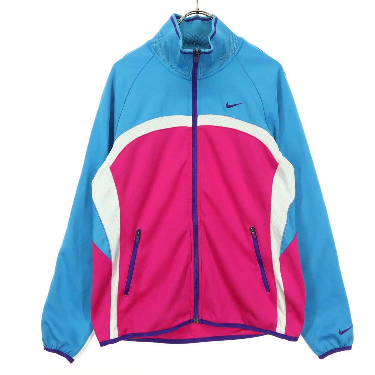 NIKE ナイキ マルチカラー スウッシュ 長袖 トラックジャケット L ピンク系 ブルー