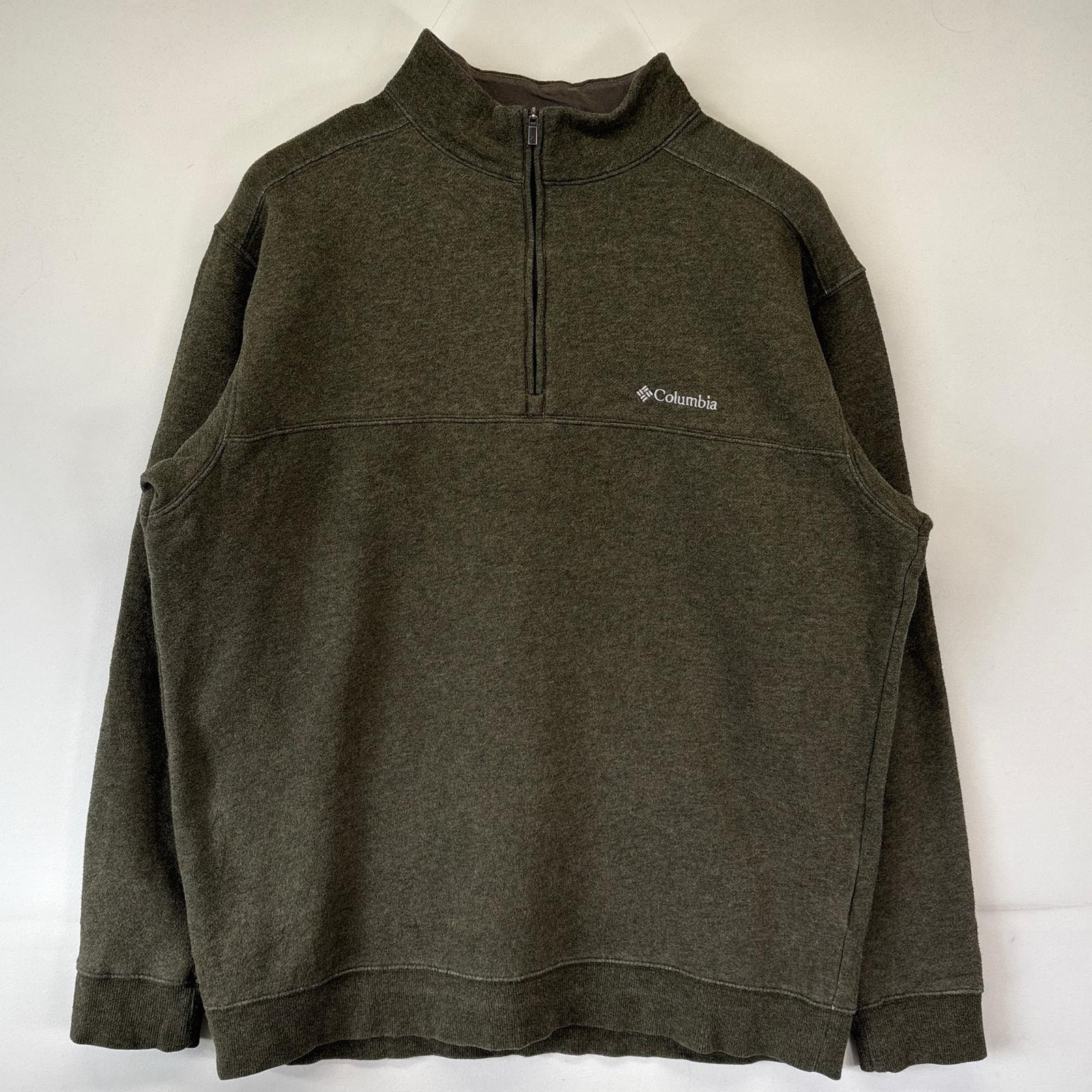 古着 コロンビア Columbia スウェット ハーフジップ トレーナー プルオーバー ワンポイントロゴ刺繍 アウトドア L  グレー系 メンズ