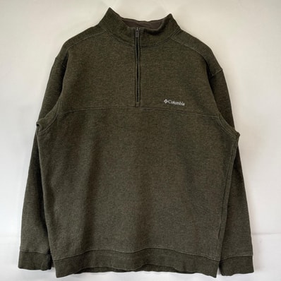 古着 コロンビア Columbia スウェット ハーフジップ トレーナー プルオーバー ワンポイントロゴ刺繍 アウトドア L グレー系 メンズ