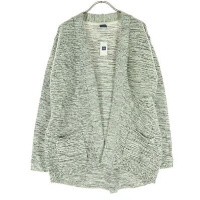 未使用 GAP ギャップ ウール混 モヘヤ混 長袖 ボタンレス ニットカーディガン XS グレー系