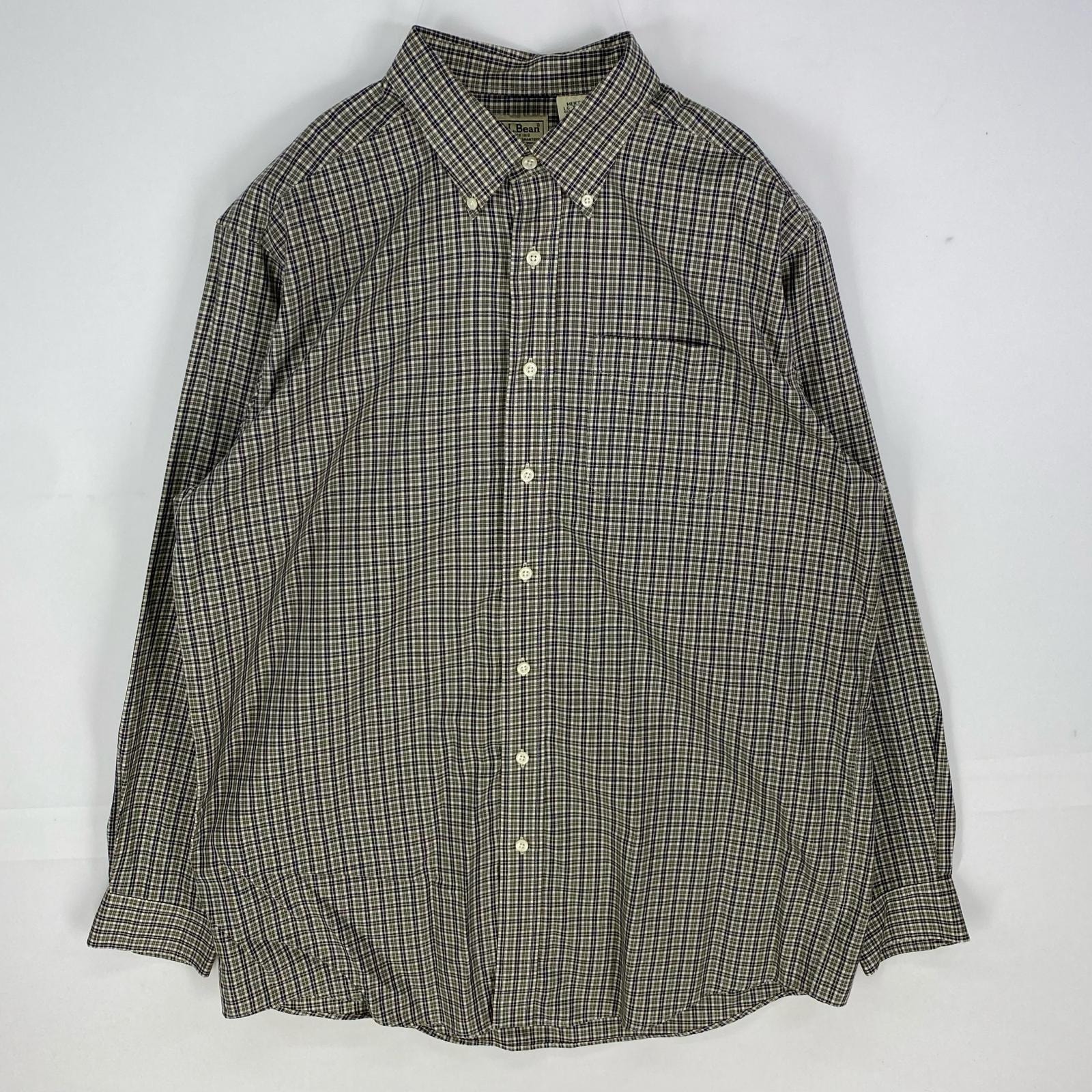 古着 エルエルビーン L.L.Bean 長袖シャツ 胸ポケット ボタンダウン ロングスリーブ L  カーキ系 チェック メンズ