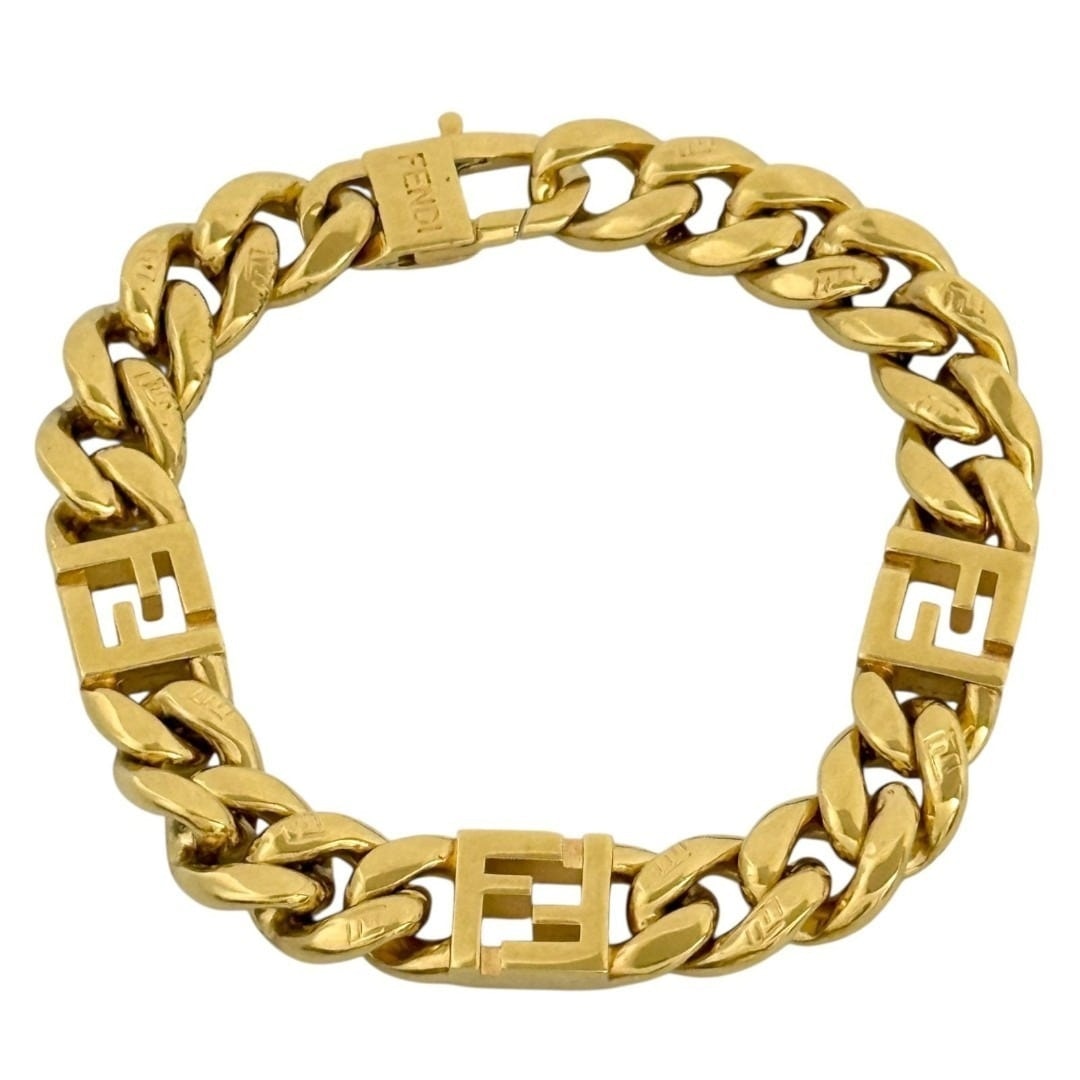 フェンディ メンズ FF チェーン リンク ブレスレット 喜平 M 18.5cm