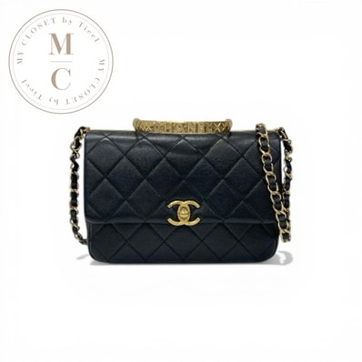 シャネル CHANEL バッグ ショルダーバッグ ブラック ゴールド マトラッセ フラップバッグ トップハンドル ターンロック ココマーク チェーン ロゴ ラインストーン