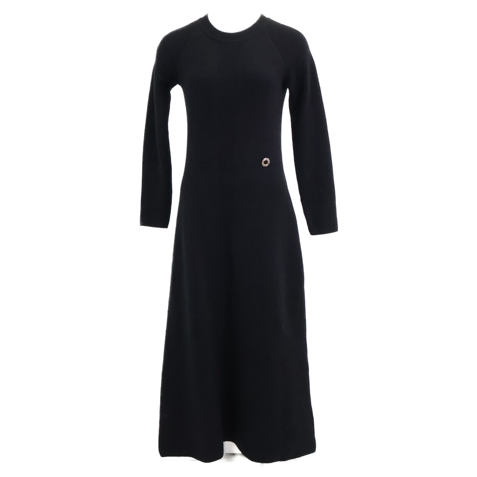 エルメス 新品同様 国内正規 24AW 4H2528D1 カシミヤ100 セリエチャーム ロングスリーブ ニットドレス 34