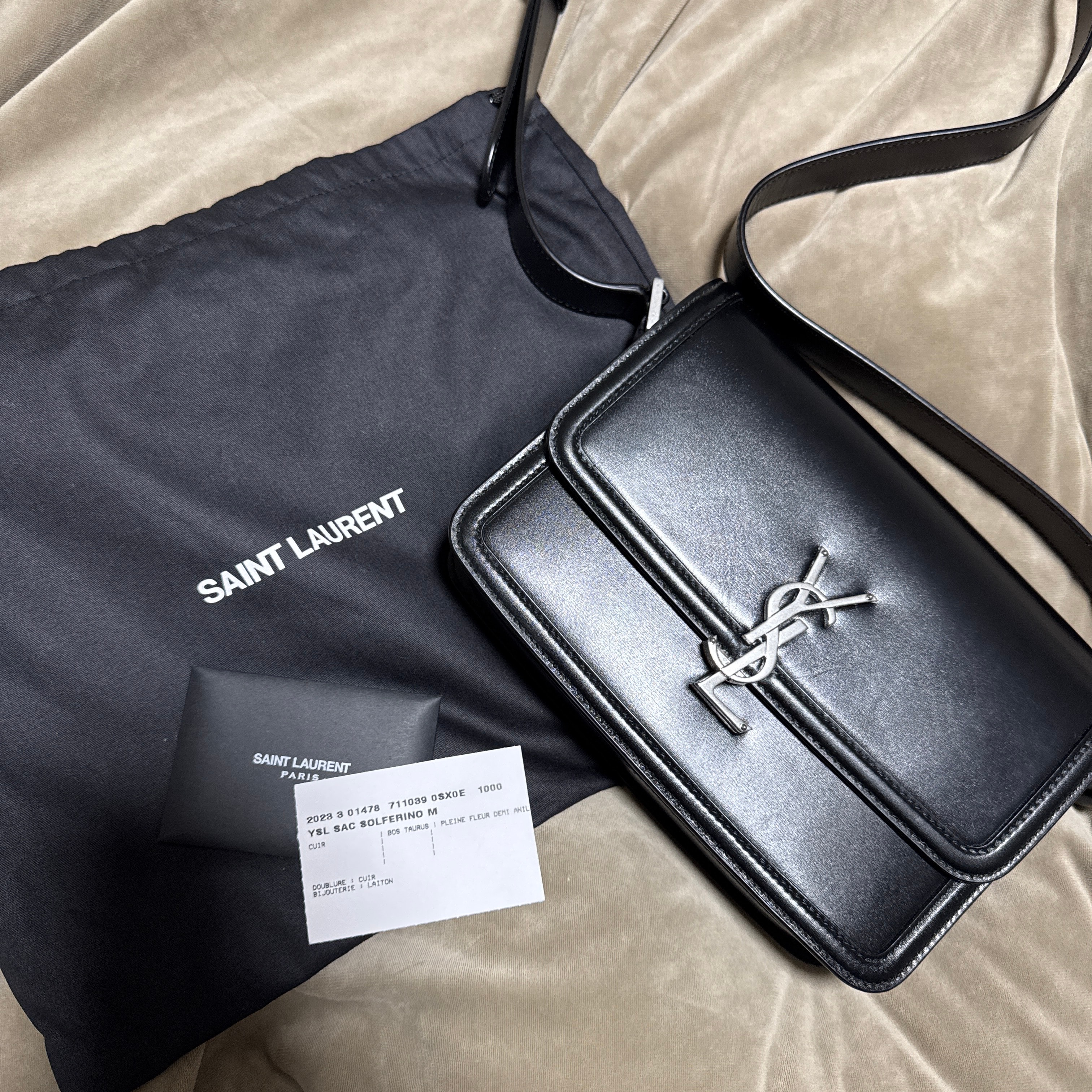 Saint Laurent Leather Solferino Shoulder Bag "Black"