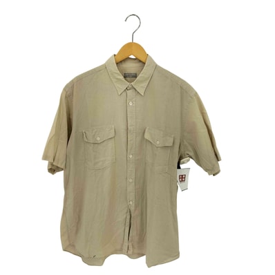 90s 銀タグ 田中オム リネンブレンド フロントポケット レギュラーカラー 半袖シャツ【1139926816217】