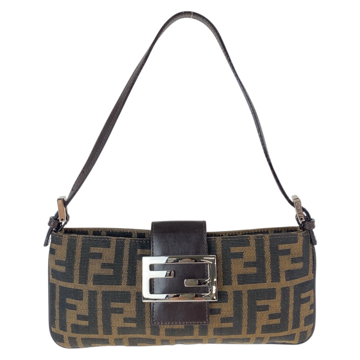 美品 FENDI フェンディ ズッカ マンマバケット ブラウン シルバー金具 キャンバス ショルダーバッグ ハンドバッグ 505299 【中古】