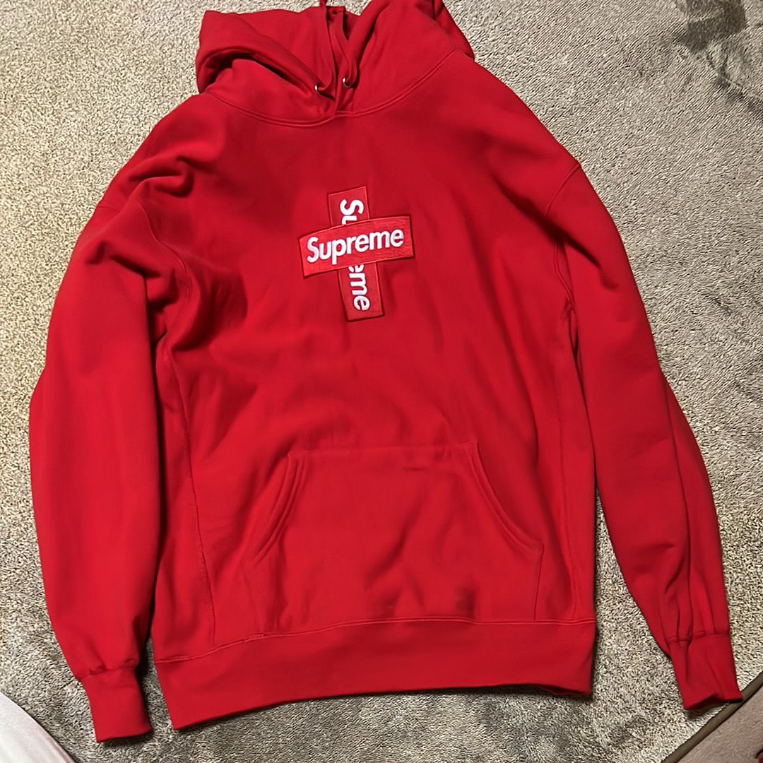 Supreme Cross Box Logo Hooded Sweatshirt "Red"