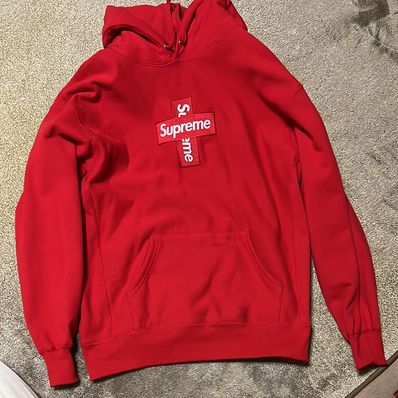 Supreme Cross Box Logo Hooded Sweatshirt "Red"